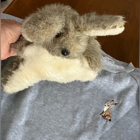 BUNNY shirt & fuzzy puppet.Sz 8-10 embroidered sweatshirt,PLUS hand puppet! - Picture 1 of 7